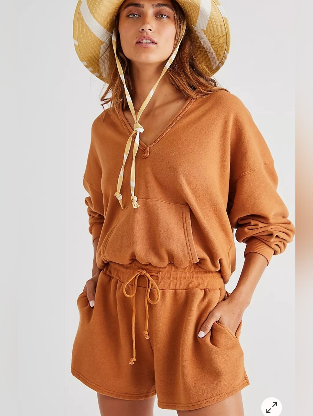 Free People Beach Kickin It Hooded Romper